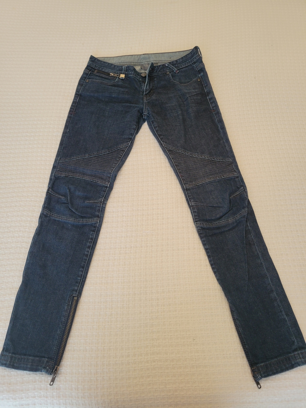 Armani Exchange Dark Blue Skinny Moto Jeans with Knee Panels